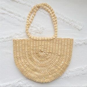 Natural Rachel Ashwell Wooden Beaded Bag Summer Purse Excellent Condition